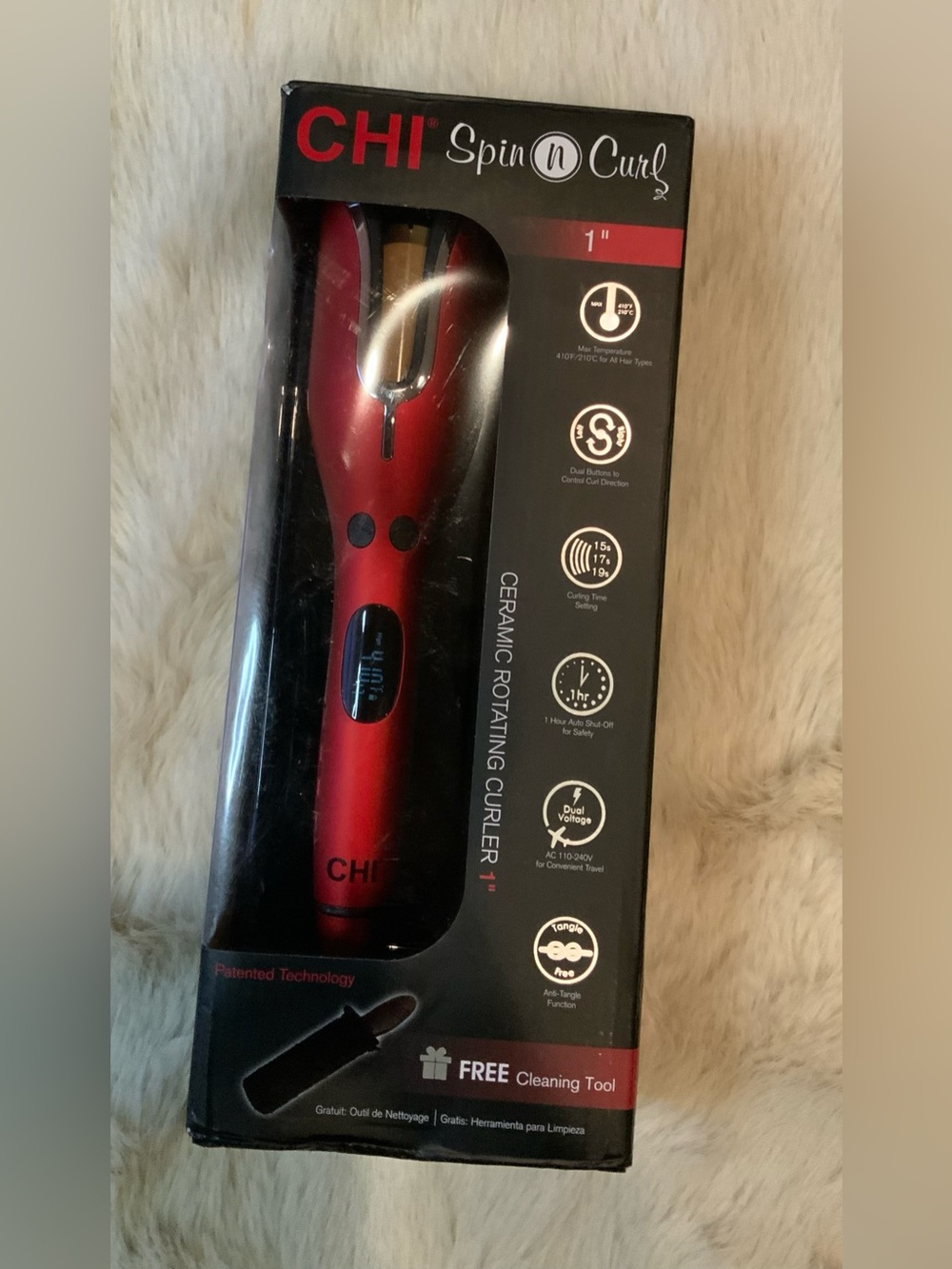 CHI Spin N Curl 1" Ceramic Rotating Curler - Red